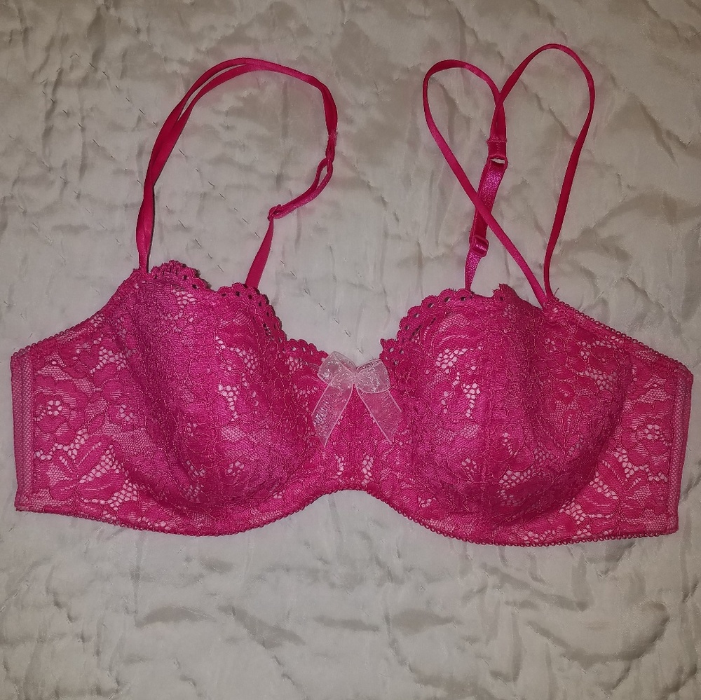 Pink demi cup bra